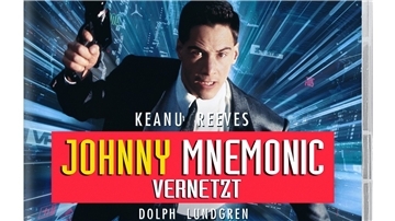 Das DVD-Cover des Films "Johnny Mnemonic» mit Keanu Reeves, der mit seinem Gehirn als Datenschmuggler arbeitet (undatierte Aufnahme). In dem 90er-Jahre-Action-Thriller wird die Gesellschaft in unserem jetzt aktuellen Jahr beschrieben. 