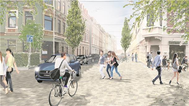 Im letzten Bauabschnitt der Sanierung der Kistnerstraße wird der Goetheplatz gestaltet.