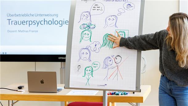 Kollege Tod - So werden Bestatter ausgebildet Im Seminar zu Trauerpsychologie setzen sich die Azubis damit auseinander, mit welchen Gefühlen und Emotionen Trauernde reagieren können.