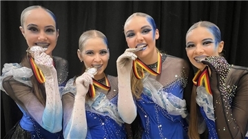In der Kategorie Quartett wurden (von links) Christina Kinsvater, Sarah Kristin Behlen, Amelie Schwebe, Vinita Krempel deutsche Vizemeister.