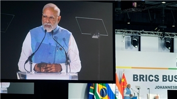 Indiens Premierminister Narendra Modi während des Gipfels der Staats- und Regierungschefs der Brics-Gruppe wichtiger Schwellenländer.