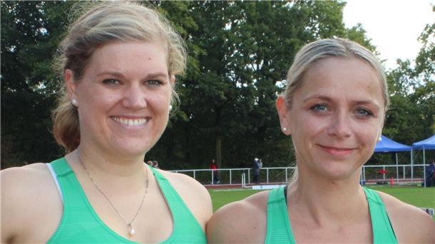 Inken Iversen (links) holte bei den Deutschen Masters im Speerwurf W35 die Bronzemedaille. Sabine Lehmann wurde beim 200 Meter Lauf in der Klasse W45 Sechste.
