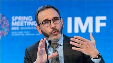 IWF-Chefvolkswirt Pierre-Olivier auf der Frühjahrstagung von IWF und Weltbank in Washington.