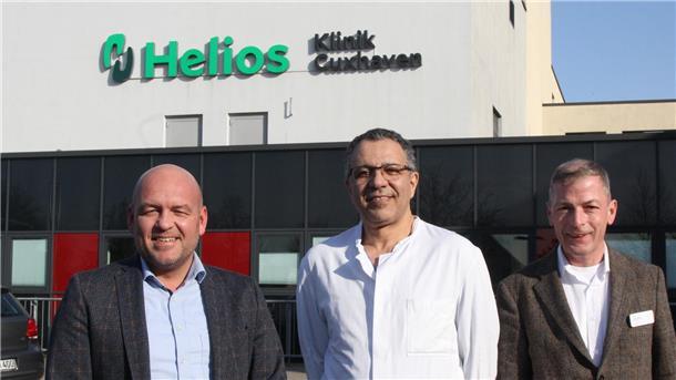Johannes Rasche (kommissarischer Geschäftsführer), Dr. Mohamed Al-Mwalad (ärztlicher Direktor und Chefarzt der Urologie) und Pflegedirektor Jörg Schulte (von links) berichteten über Ausrichtung und Projekte der Helios-Klinik Cuxhaven.
