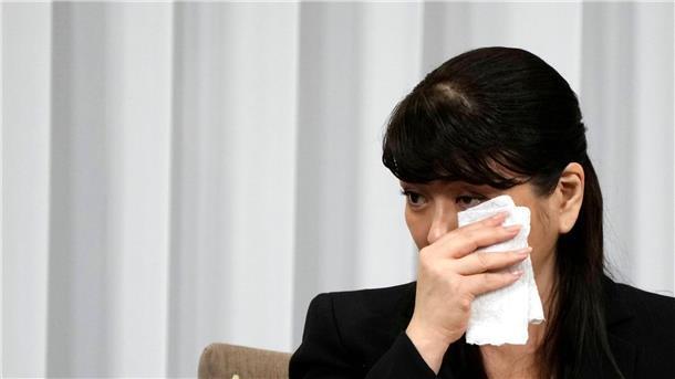 Julie Keiko Fujishima, scheidende Präsidentin des Unterhaltungsunternehmens Johnny & Associates Inc. während der Pressekonferenz.
