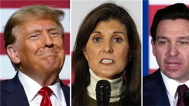 Finale oder Wende in New Hampshire? Kann Nikki Haley in New Hampshire gegen den früheren US-Präsidenten Donald Trump gewinnen? Wetten sollte man darauf besser nicht - vor allem nach dem Ausstieg von Ron DeSantis (r).