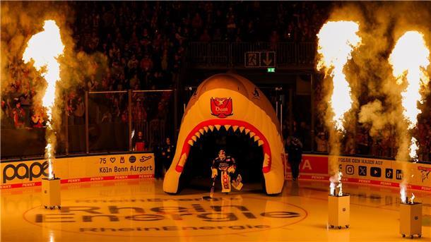 Kölns Torwart Felix Brückmann fährt auf das Eis der Lanxess Arena- 