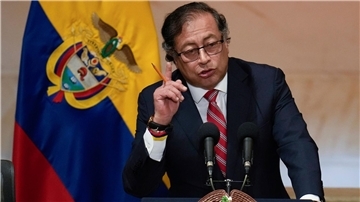 Kolumbiens Präsident Gustavo Petro während seiner Rede bei der Eröffnung einer Kongresssitzung.