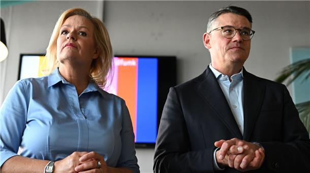 Künftige Koalitionäre: Nancy Faeser (SPD) und Ministerpräsident Boris Rhein (CDU).