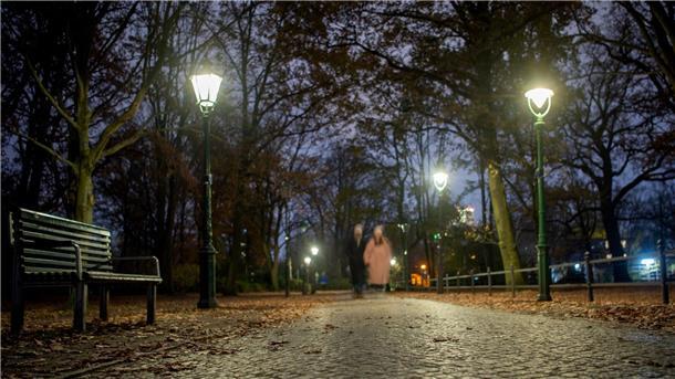 Laternen am Rande des Großen Tiergartens in Berlin.