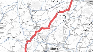 Laut Info der Selsinger Verwaltung derzeit der favorisierte Verlauf für die geplante Energietransportleitung (ETL) 182: die rot markierte West-Trasse durch die Samtgemeinde Selsingen.