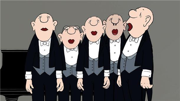 Loriots Trickfilme jetzt auch farbig im Kinoformat Männer mit schönen Stimmen: Die Comedian Harmonists von Loriot.