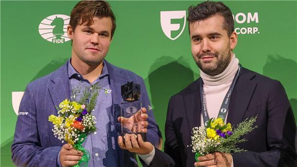 Carlsen und Nepomnjaschtschi teilen Titel bei Blitzschach-WM Magnus Carlsen (l) und Jan Nepomnjaschtschi teilen sich den Sieg bei der Blitzschach-WM.