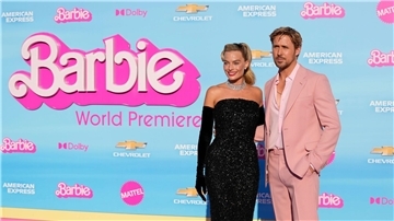 Margot Robbie und Ryan Gosling bei der Premiere von „Barbie“ im Shrine Auditorium in Los Angeles.