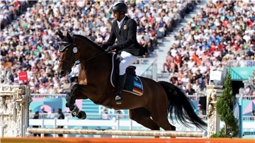 Marvin Dogue bei seinem Ritt im olympischen Finale.