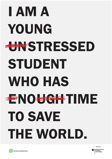 Mehr als 800 Werke sind für den studentischen Plakatwettbewerb „Ich engagiere mich!“ eingereicht worden: Unter den 29 ausgewählten Werken ist auch „No Time“ von Henrike Kessen, die an der Hochschule Bremerhaven studiert. 