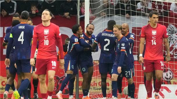 Memphis Depay glich für die Niederlande gegen Polen aus.