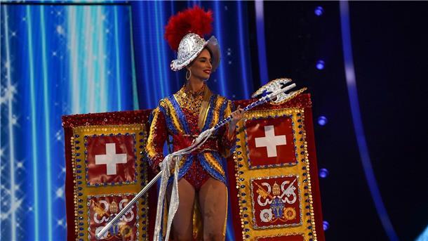 Miss Universe 2023 kommt aus Nicaragua Miss Switzerland Lorena Santen bei der National Costume Show im Rahmen des 72. Miss Universe-Wettbewerbs in San Salvador.