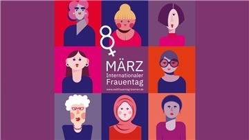 Grafik zum Internationalen Frauentag am 8. März 2023 in Bremen und Bremerhaven
