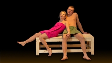 Mit ihrem Akrobatikpartner "Jänz" steht Kathleen Giersch auch heute gelegentlich noch als Comedy-Duo "Chronkh" auf der Bühne. Ihre Spezialität sind Comedy-Nummern wie hier "Heiße Liebe" in der Sauna beweisen.
