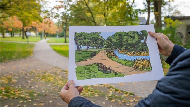 Mitten im Saarpark floss die Aue unterirdisch. Die Idee soll sein, das Gewässer für die Anwohner wieder nutzbar zu machen.