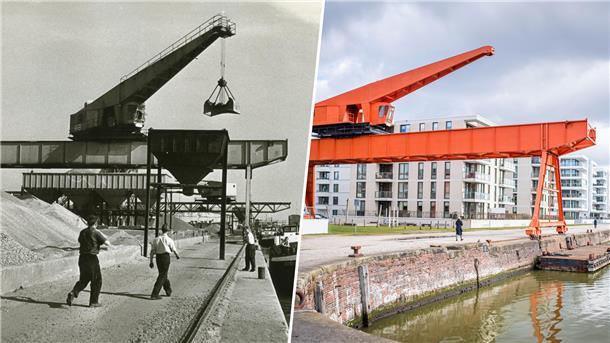 Der Grube-Kran 1964 und heute.
