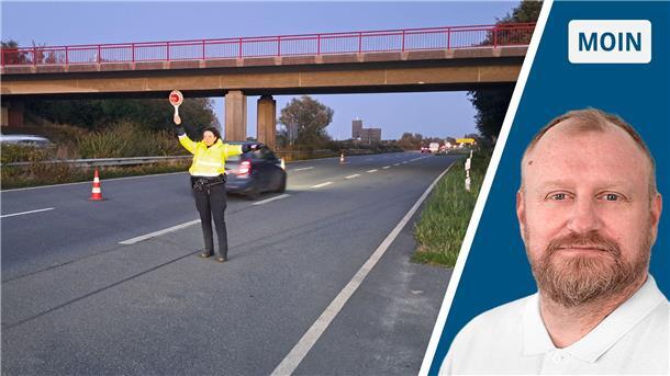 Nach der Ausfahrt aus dem Wesertunnel kontrolliert die Polizei regelmäßig die Autofahrer. 