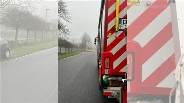 Nachdem die Beseitigung des Hydrauliköls erfolglos blieb, wurde die Einsatzstelle mit Hinweisschildern auf die Ölspur versehen und in Zusammenarbeit mit der Polizei abgesichert.