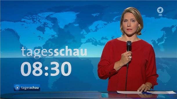 Nachrichtensprecherin Judith Rakers in der 8.00-Uhr-Ausgabe der ARD-Nachrichtensendung „Tagesschau“.