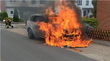 Obwohl das Feuer schnell gelöscht wurde, entstand am Auto Totalschaden.