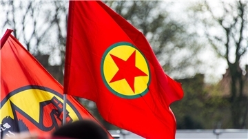 Pkk-Flagge auf einer Demonstration (Symbolbild). Der Verurteilte soll versucht haben, Geld für die PKK zu beschaffen.