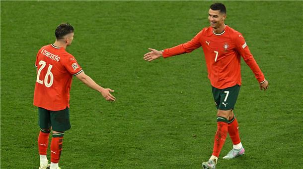 Titel futsch: Kimmichs wahre Worte nach dem Wirkungstreffer Portugals Torschützen und Matchwinner: Joker Francisco Conceição (l) und Kapitän Cristiano Ronaldo.