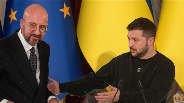 Präsident Wolodymyr Selenskyj empfängt EU-Ratspräsident Charles Michel in Kiew.