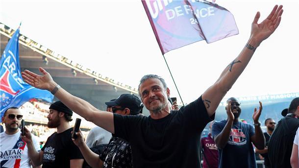 PSG-Trainer Luis Enrique nach dem Gewinn der französischen Meisterschaft.