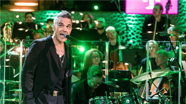 Robbie Williams war bei seinem Gastspiel in Hamburg gut drauf.