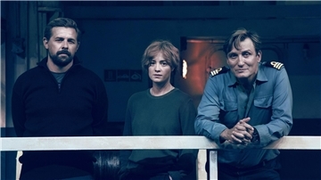 Roscovitz (Klaas Heufer-Umlauf, l-r), Charlie Wagner (Leonie Benesch) und Alban (Oliver Masucci) in einer Szene des  Ökothrillers „Der Schwarm“.
