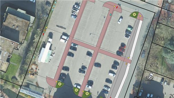 Rot gepflasterte Wege statt Hochborde: So oder so ähnlich wird der Jahnplatz nach dem Umnbau aussehen.