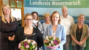 Kleine Feierstunde zum Dienstjubiläum von Sabrina Markward und Meike Suhr bei der Kreisverwaltung des Landkreis Wesermarsch