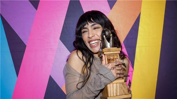 Sängerin Loreen jubelt nach ihrem Sieg mit dem Song „Tattoo“ beim Melodifestivalen, dem schwedischen Vorentscheid für den ESC.