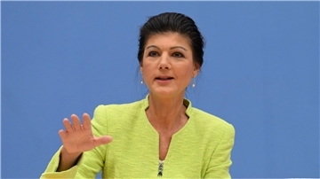 Sahra Wagenknecht während der Pressekonferenz zur Gründung des Vereins „Bündnis Sahra Wagenknecht - Für Vernunft und Gerechtigkeit“.