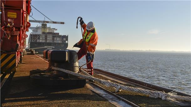 Seit 50 Jahren vertäuen die Festma-Kollegen die Schiffe an den Kajen. Aber der Markt bröckelt. Die Reederei Maersk ist dazu übergegangen, die eigenen Containerschiffe an der Stromkaje zu vertäuen.