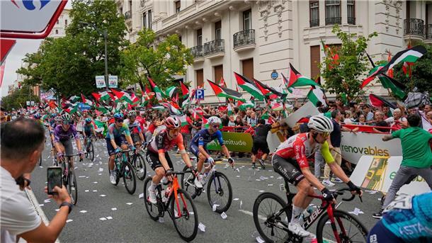 Seit Tagen gibt es bei der Vuelta propalästinensische Proteste.