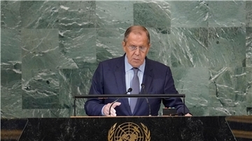Sergej Lawrow vor der Vollversammlung der Vereinten Nationen in New York.