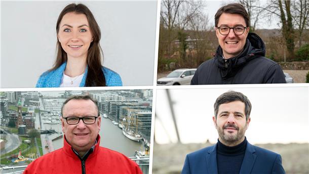 Sie möchten nach Berlin (im Uhrzeigersinn): Sandra Schmull (CDU, Bremerhaven), Christoph Frauenpreiß (CDU, Landkreis Cuxhaven), Daniel Schneider (SPD, Landkreis Cuxhaven) und Uwe Schmidt (SPD, Bremerhaven).