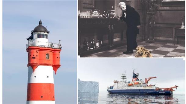 Sie würden in Bremerhaven viele Besucher begeistern (im Uhrzeigersinn): Der Leuchtturm "Roter Sand", der Nachlass von Freddie Frinton, das Forschungsschiff "Polarstern". 