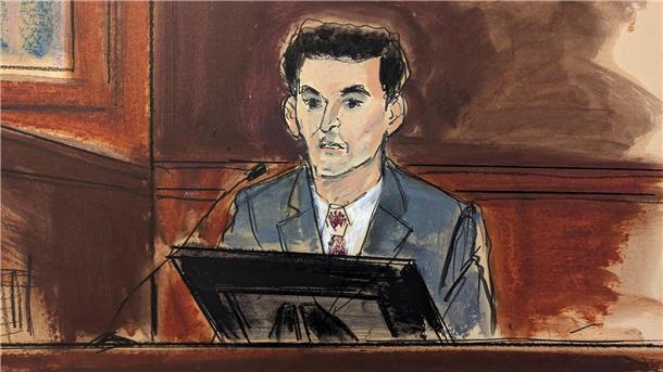 Bankman-Fried vor Gericht: Von Finanzloch bei FTX überrascht Skizze von FTX-Gründer Sam Bankman-Fried während seines Prozesses vor dem Bundesgericht in Manhattan.