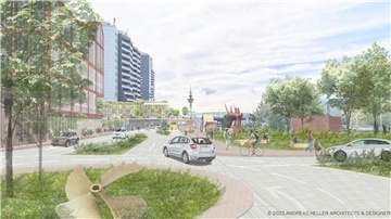 So könnte die Columbusstraße künftig aussehen, wenn es nach den Visualisierungen von Architekt Andreas Heller geht. 