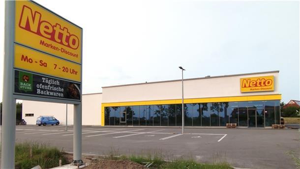 So sieht der neue Netto-Markt an der Rudolf-Kinau-Straße von außen aus.