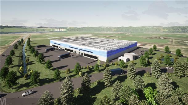 Ein Entwurf zeigt das geplante Logistikzentrum im Gewerbegebiet bei Havendorf.