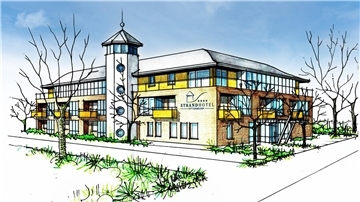 Skizze eines neuen Hotels